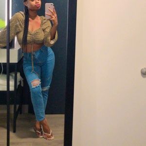 Rue21 Cheetah Print Bubble Sleeve Crop Top